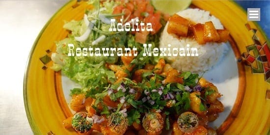 Image d'un site web de restaurant: Restaurant Mexicain Adelita